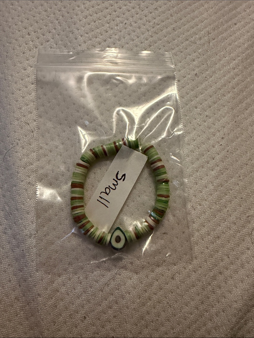 Green Striped Bead Evil Eye Stretch Bracelet